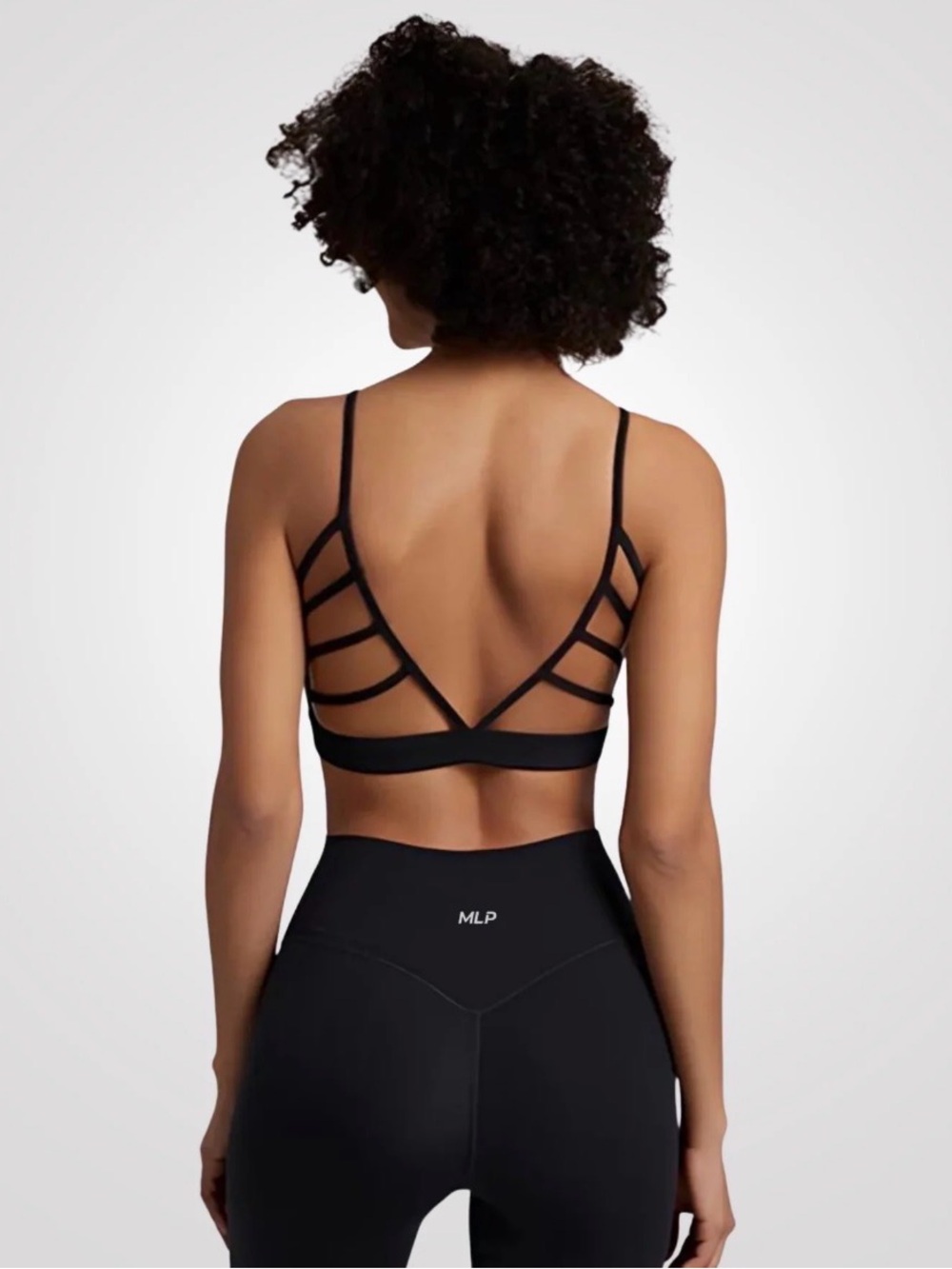Black Strappy Low-Back Sports Bra